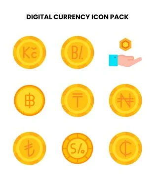Digital Currency Flat Icons Pack Stock Illustration