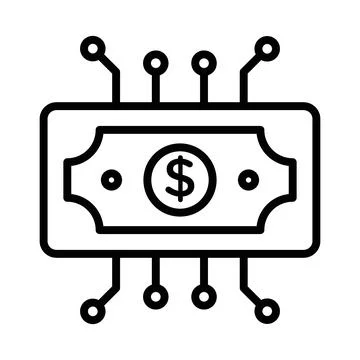 Digital Currency icon linear logo mark in black and white Stock Illustration
