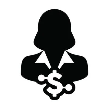 Digital currency icon vector dollar money symbol with female user person profile Stock Illustration