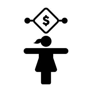 Digital currency icon vector dollar money symbol with female person Stock Illustration