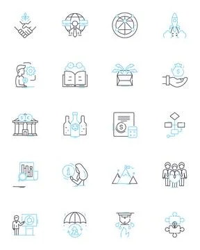 Digital currency linear icons set. Bitcoin, Cryptocurrency, Blockchain, Ethereum Stock Illustration