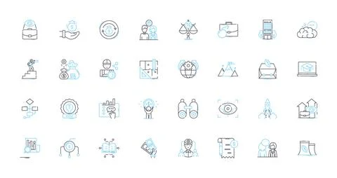 Digital currency linear icons set. Bitcoin, Cryptocurrency, Blockchain, Ethereum Stock-Illustration
