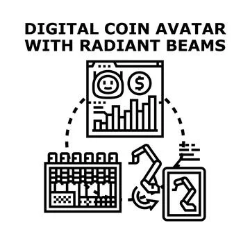 Digital currency mining and trading system automation Stock Illustration
