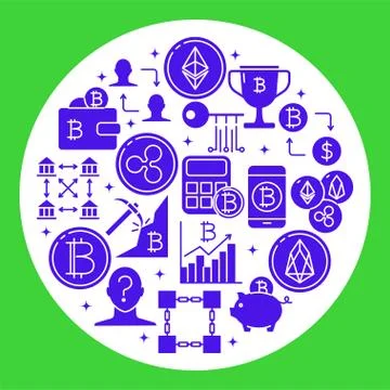 Digital currency round poster in flat style Stock Illustration