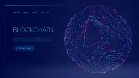 Digital currency technology concept. Vector illustration of block chain internet Stock Illustration