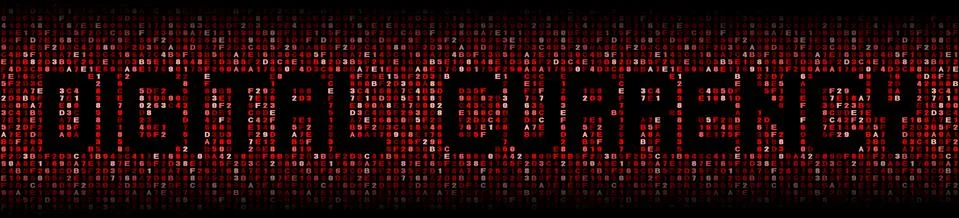 Digital currency text on hex code illustration Stock Illustration