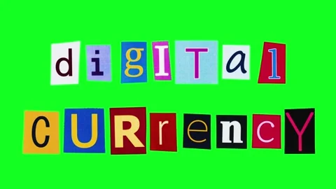 Digital currency title in isolated pattern of banner filmed on green screen Stock Footage 310611942