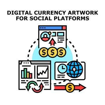 Digital currency transaction process for financial exchange Stock Illustration