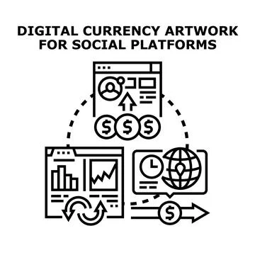 Digital currency transaction process for financial exchange Stock Illustration
