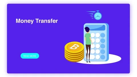 Digital Currency Transfer Illustration with Bitcoin Coins and Calculator 動画素材 341920103