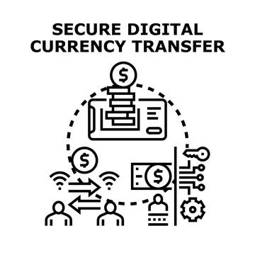 Digital currency transferring using secure financial technology Stock Illustration