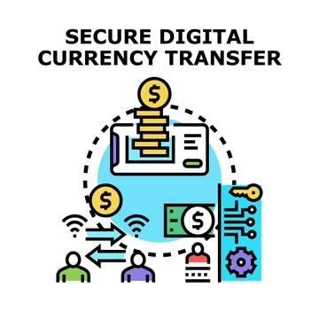 Digital currency transferring using secure financial technology Stock Illustration
