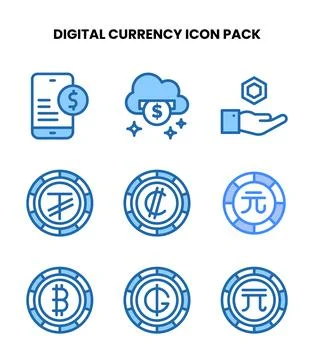 Digital Currency Two Colour Icons Pack Ilustración de archivo