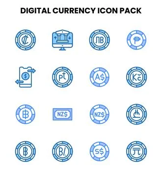 Digital Currency Two Colour Scalable Icons Pack Stock Illustration