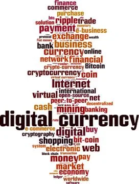 Digital currency word cloud Stock Illustration