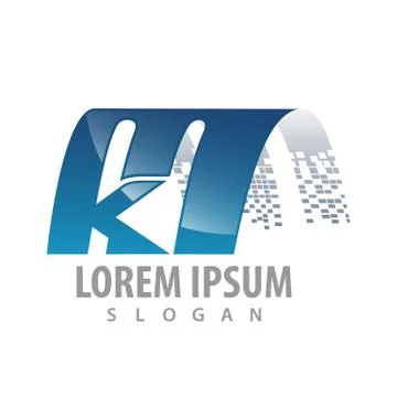 Digital curved initial letter MK logo concept design. Symbol graphic template Stock Illustration