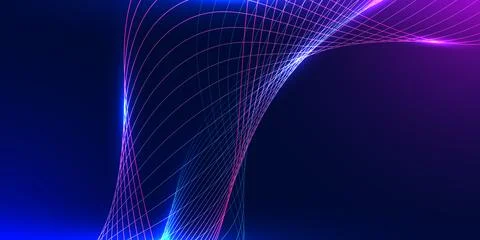 Digital curved lines with glowing light effect for technology and network c.. Illustrazione stock