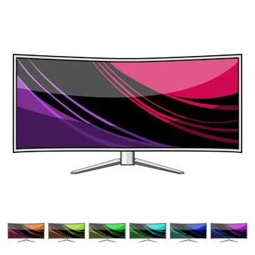 Digital curved screen cartoon vector graphic Stock Illustration