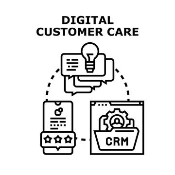 Digital customer care vector concept illustration 库存插图