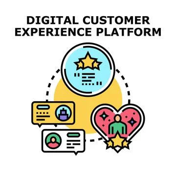 Digital customer experience platform delivering customer satisfaction Stock Illustration