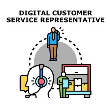 Digital customer service representative offering remote support Stock Illustration