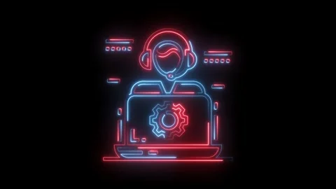 Digital customer support neon animation modern technical assistance service Stock Footage 322989731