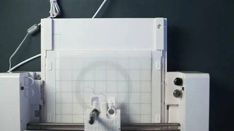 Digital cutting and creasing plotter during work 4K Stock Footage 149932578