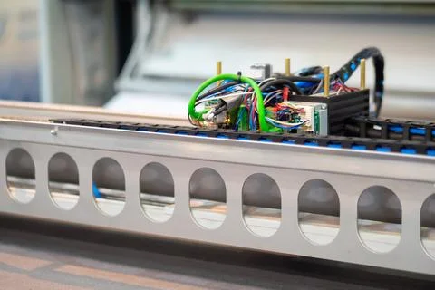 Digital cutting and creasing plotter - cnc flatbed cutter at factory Stock Photos