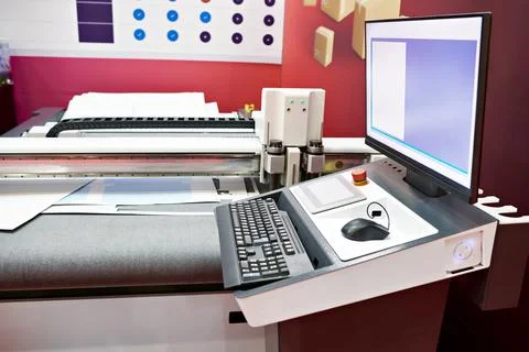 Digital cutting tables with computer Stock Photos