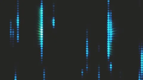 Digital Cyan LED Dot Matrix Rain Abstract Technology Background Stock Illustration