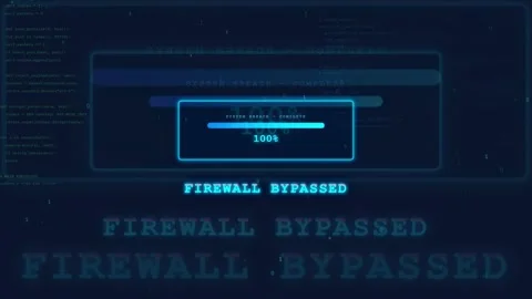 Digital Cyber Attack Interface Showing System Breach Progress and Firewall Stock Footage 336774866