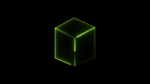 Digital Cyber Cube Hologram. box concept symbol or logo element on dark bac.. Stock Footage 310281097