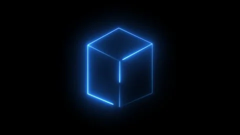 Digital Cyber Cube Hologram. box concept symbol or logo element on dark bac.. Stock Footage 310281116