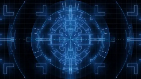 Digital Cyber Interface. Background. Blue Line Stock Footage 74805961