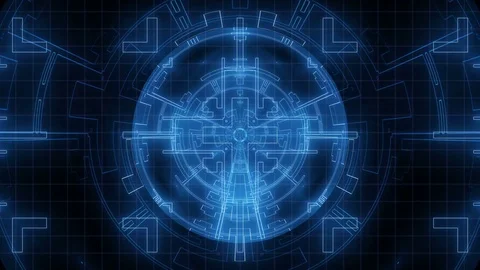 Digital Cyber Interface. Blue Background Stock-Footage 74805974