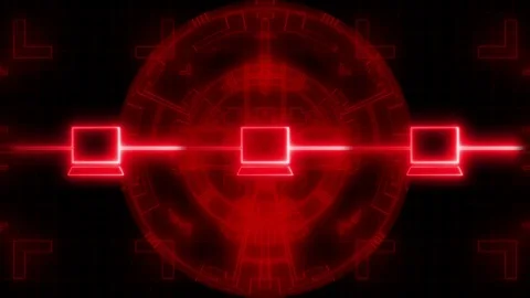 Digital Cyber Interface. Network. Red Stock-Footage 74586985