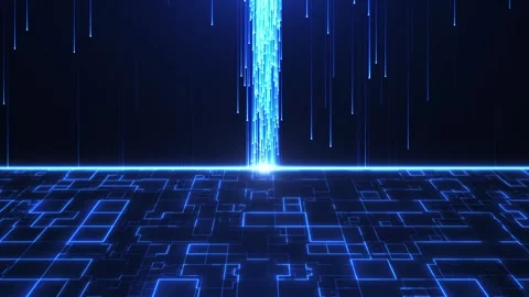Digital cyber mesh emits light and flow of neon data lines, big data Stock Footage 270950672