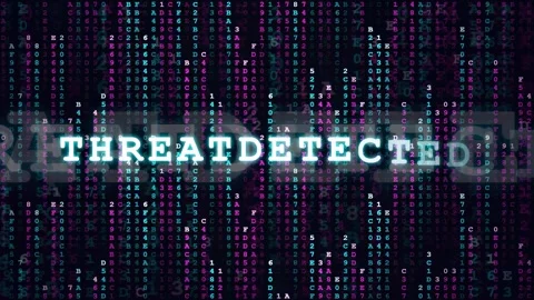 Digital Cyber Security Background with Glitching Threat Detected Warning Text Видео 343155373