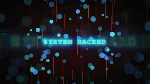 Digital Cyber Security Breach Animation with System Hacked Warning and Glitch Stock Footage 336774581