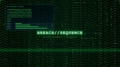 Digital Cyber Security Breach Animation with Green Binary Code and System Stock Footage 346204077