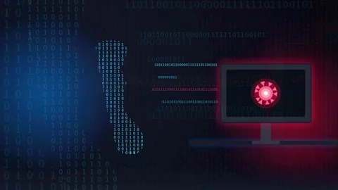 Digital Cyber Security Concept with Binary Code Data Stream and Computer Video stock 343164105