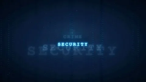 Digital Cyber Security Concept with Glowing Crime and Data Text on Dark Blue Stock Footage 336776015