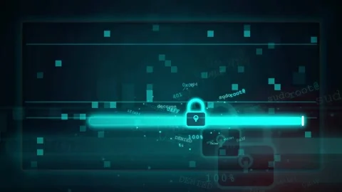 Digital Cyber Security Data Loading Bar with Lock Icon and Binary Code 動画素材 341825771