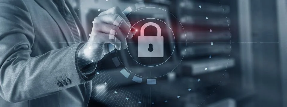 Digital Cyber security. Data protection, information safety and encryption. Stock Photos
