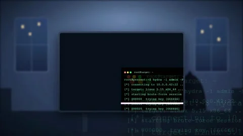 Digital Cyber Security Interface with Hacking Code and Green Target HUD Stock Footage 341834408