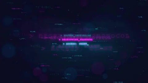 Digital Cyber Security Interface with Scrolling Code and Connection Established Stock Footage 336774174