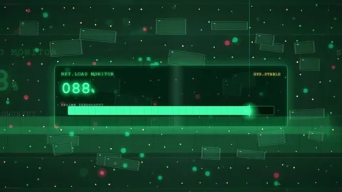 Digital Cyber Security Interface Transitioning From Stable Green Status To Red Stock Footage 341830603