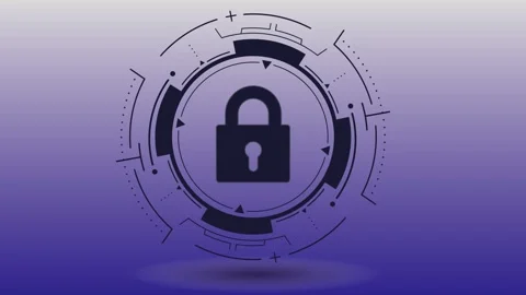 Digital Cyber Security Shield and Metallic Lock Animation 库存影片 334364548