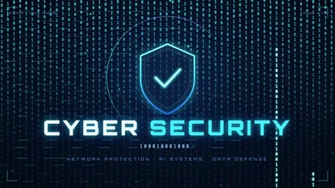 Digital Cyber Security Shield Animation with Binary Code Background and Stock Footage 346207659