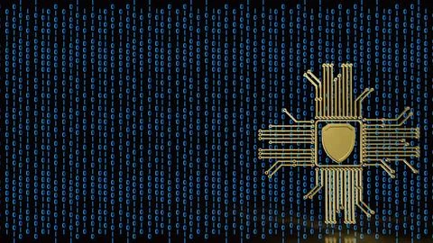 Digital Cyber Security Shield Circuit 3d render.. 스톡 일러스트